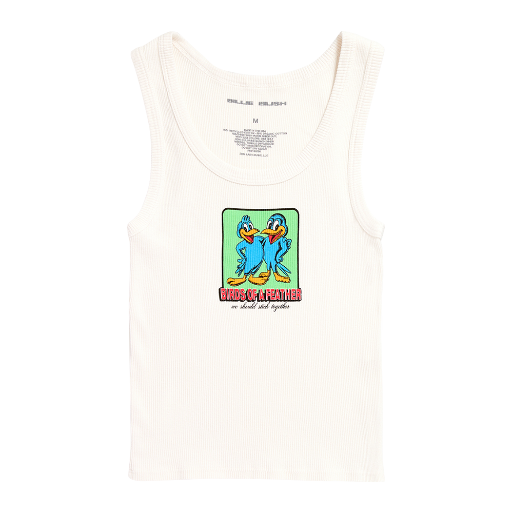 BIRDS OF A FEATHER WHITE TANK TOP