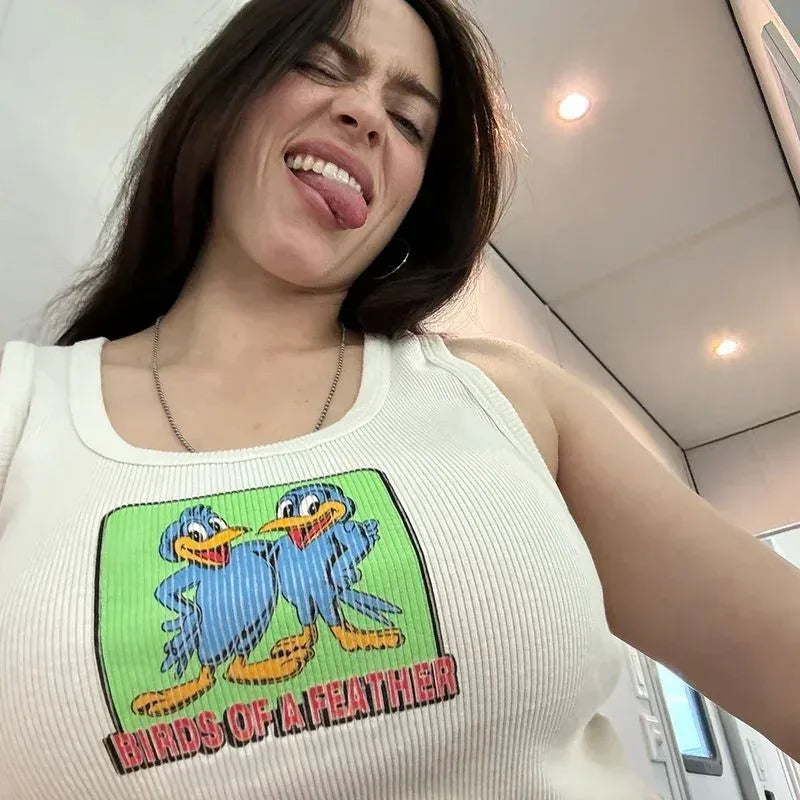 BIRDS OF A FEATHER WHITE TANK TOP